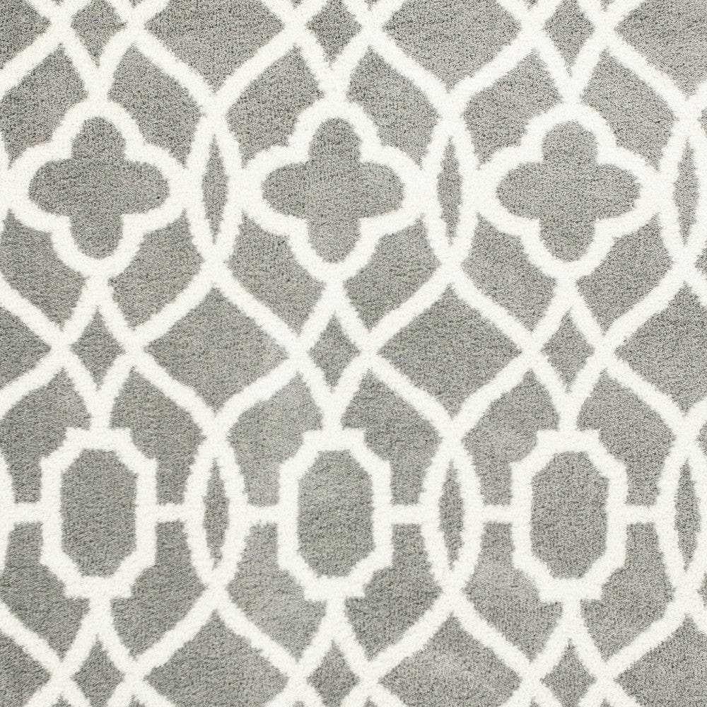8' X 11' Grey Ivory Machine Woven Ogee Indoor Shag Area Rug - Homeroots - Flyclothing LLC