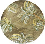 8' Moss Green Hand Tufted Tropical Trees Round Indoor Area Rug - Homeroots - Flyclothing LLC