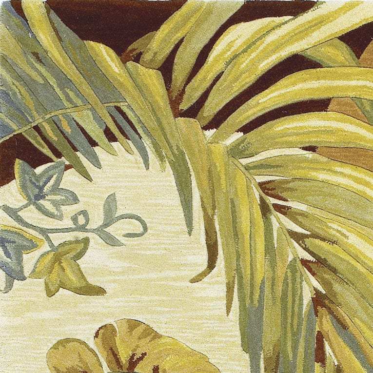 8' Coral Red Hand Tufted Tropical Leaves Round Indoor Area Rug - Homeroots - Flyclothing LLC