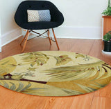 8' Coral Red Hand Tufted Tropical Leaves Round Indoor Area Rug - Homeroots - Flyclothing LLC