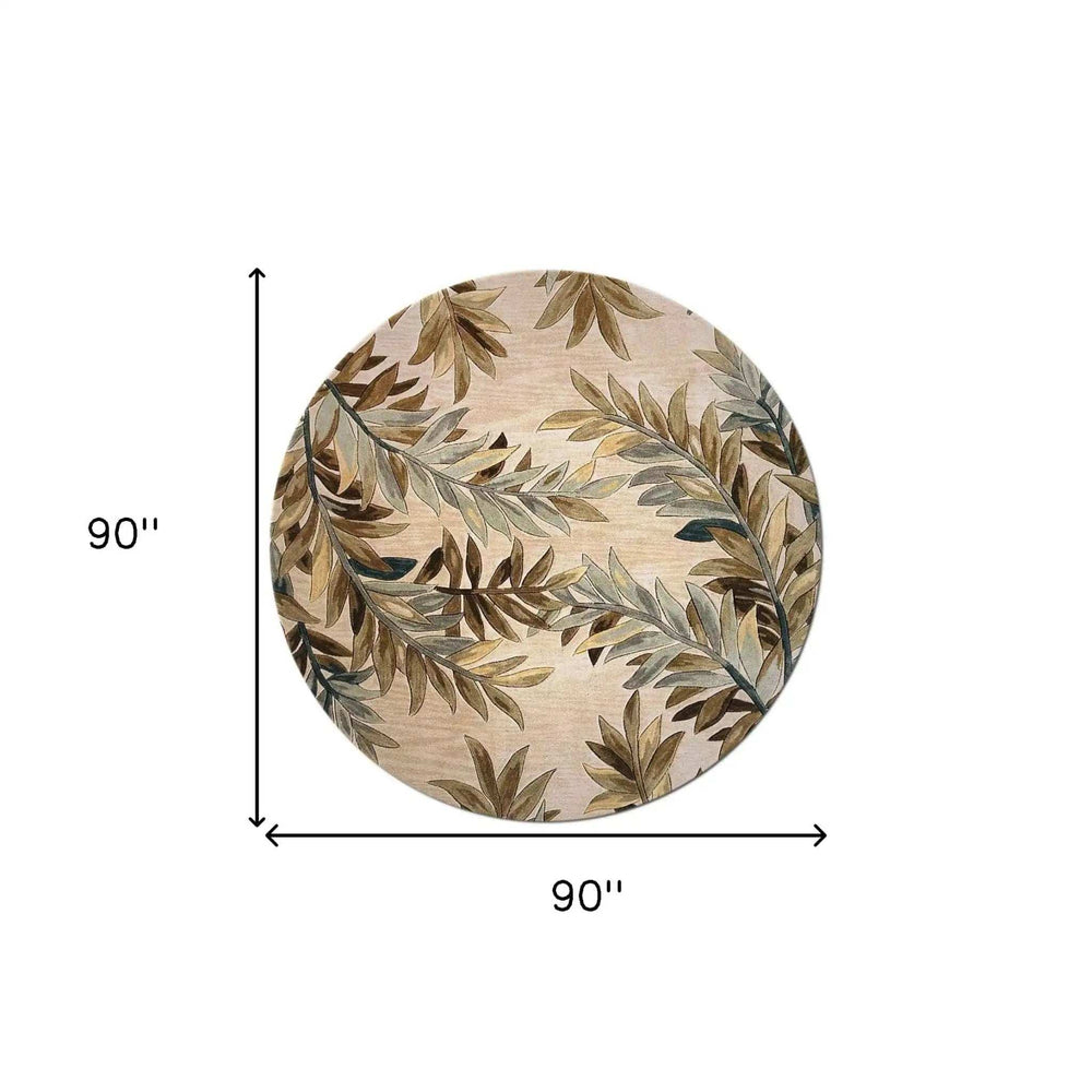 7' Round Wool Ivory Area Rug - Homeroots - Flyclothing LLC