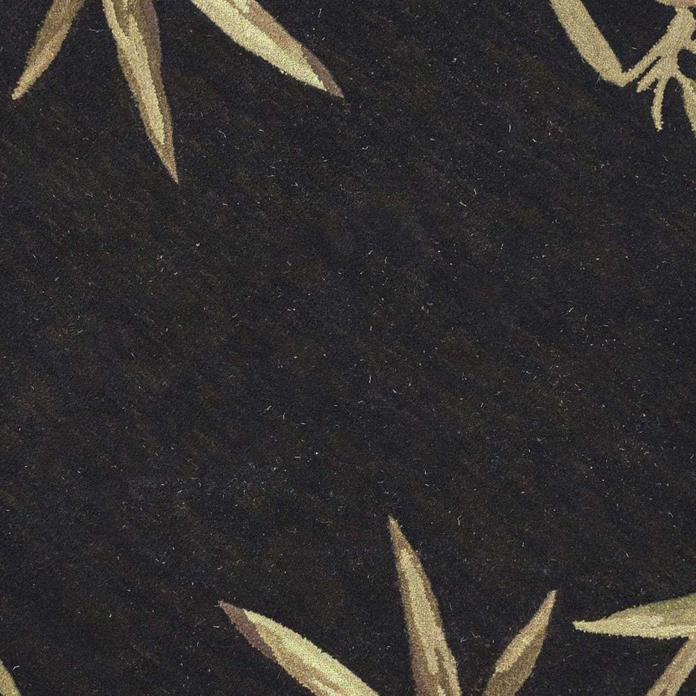 8' Black Hand Tufted Bordered Tropical Bamboo Round Indoor Area Rug - Homeroots - Flyclothing LLC