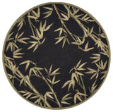 8' Black Hand Tufted Bordered Tropical Bamboo Round Indoor Area Rug - Homeroots - Flyclothing LLC