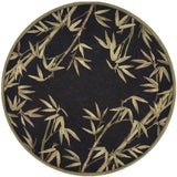 8' Black Hand Tufted Bordered Tropical Bamboo Round Indoor Area Rug - Homeroots - Flyclothing LLC