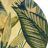 8' Ivory Teal Hand Tufted Tropical Leaves Round Indoor Area Rug - Homeroots - Flyclothing LLC