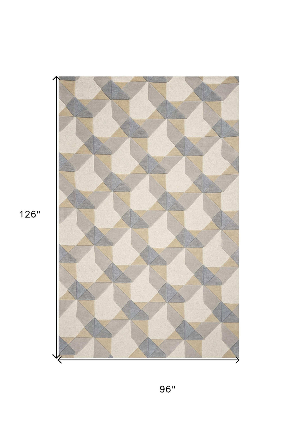 8' X 11' Ivory Grey Hand Tufted Geometric Chain Pattern Indoor Area Rug - Homeroots - Flyclothing LLC