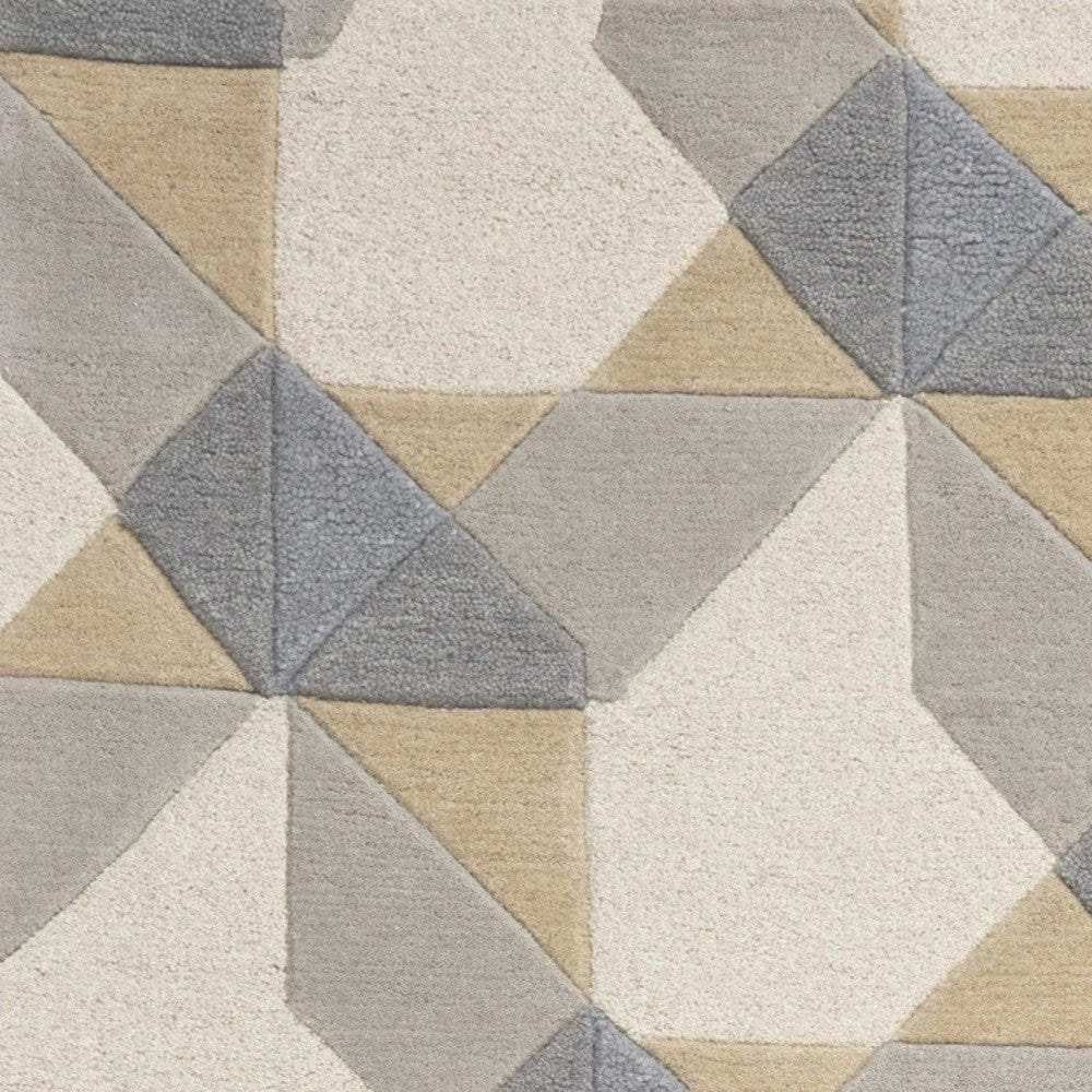 8' X 11' Ivory Grey Hand Tufted Geometric Chain Pattern Indoor Area Rug - Homeroots - Flyclothing LLC