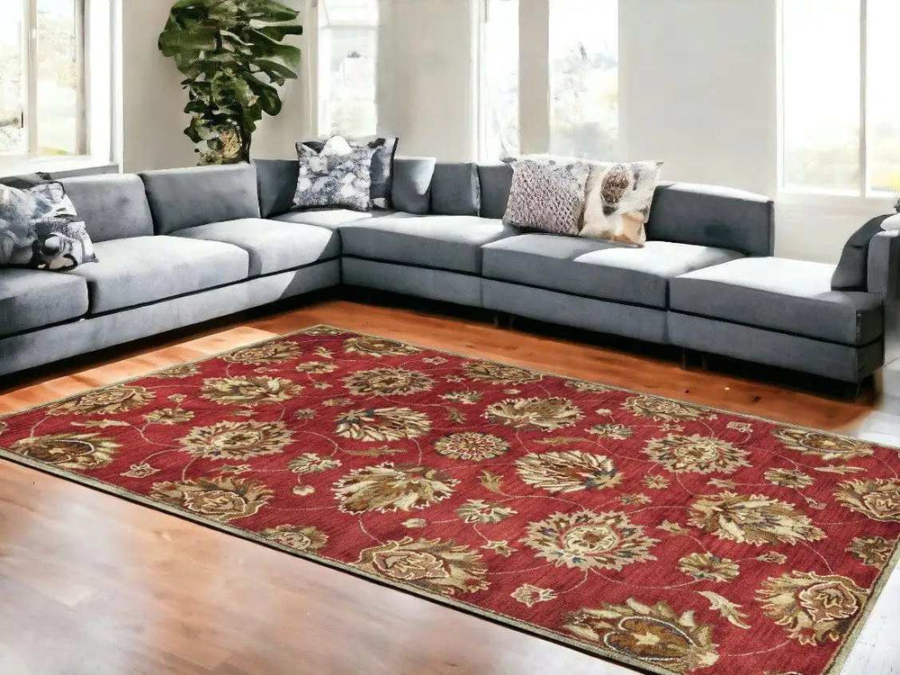 8' X 10' 6 Wool Red Area Rug - Homeroots - Flyclothing LLC