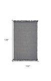 9' X 12' Grey Hand Woven Houndstooth With Braided Fringe Indoor Area Rug - Homeroots - Flyclothing LLC