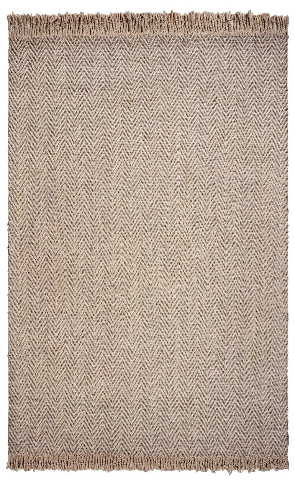 9' X 12' Oatmeal Beige Hand Woven Herringbone With Braided Fringe Indoor Area Rug - Homeroots - Flyclothing LLC
