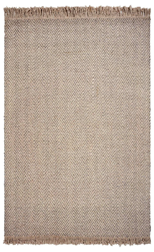 9' X 12' Oatmeal Beige Hand Woven Herringbone With Braided Fringe Indoor Area Rug - Homeroots - Flyclothing LLC