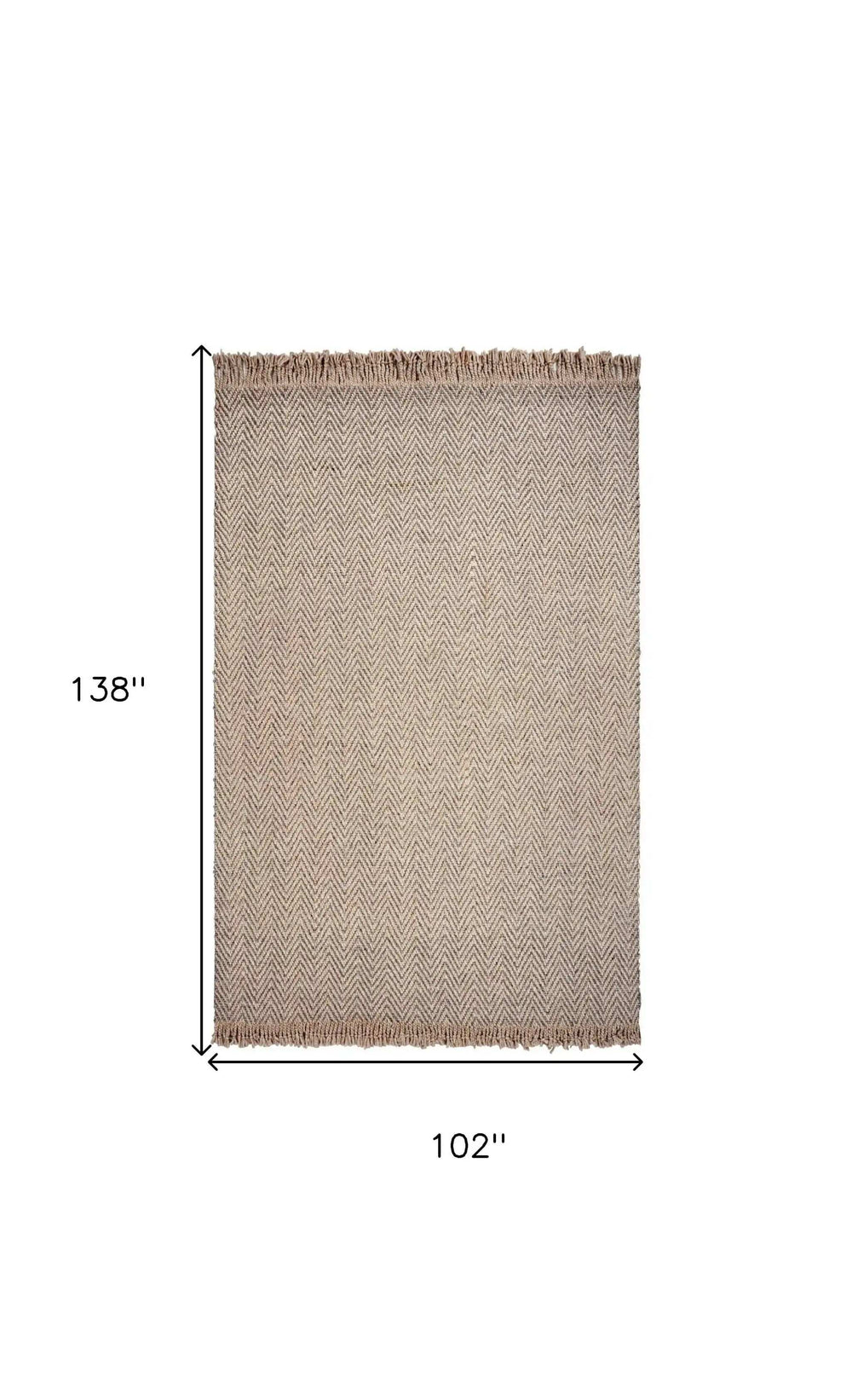 9' X 12' Oatmeal Beige Hand Woven Herringbone With Braided Fringe Indoor Area Rug - Homeroots - Flyclothing LLC