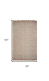 9' X 12' Oatmeal Beige Hand Woven Herringbone With Braided Fringe Indoor Area Rug - Homeroots - Flyclothing LLC
