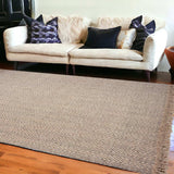 9' X 12' Oatmeal Beige Hand Woven Herringbone With Braided Fringe Indoor Area Rug - Homeroots - Flyclothing LLC