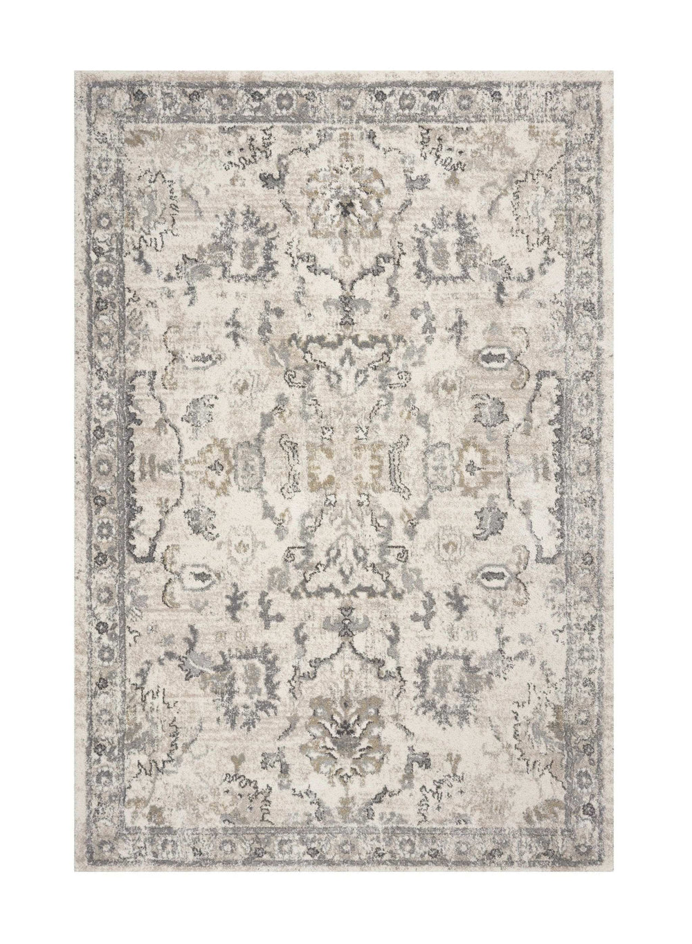 9' X 13' Ivory Machine Woven Distressed Floral Traditional Indoor Area Rug - Homeroots - Flyclothing LLC