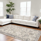 9' X 13' Ivory Machine Woven Distressed Floral Traditional Indoor Area Rug - Homeroots - Flyclothing LLC
