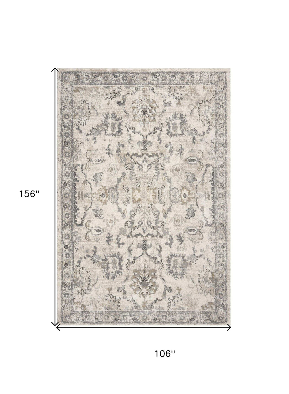 9' X 13' Ivory Machine Woven Distressed Floral Traditional Indoor Area Rug - Homeroots - Flyclothing LLC