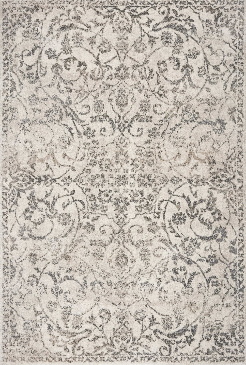 9' X 13' Ivory Machine Woven Distressed Floral Vines Indoor Area Rug - Homeroots - Flyclothing LLC