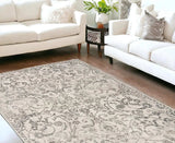 9' X 13' Ivory Machine Woven Distressed Floral Vines Indoor Area Rug - Homeroots - Flyclothing LLC