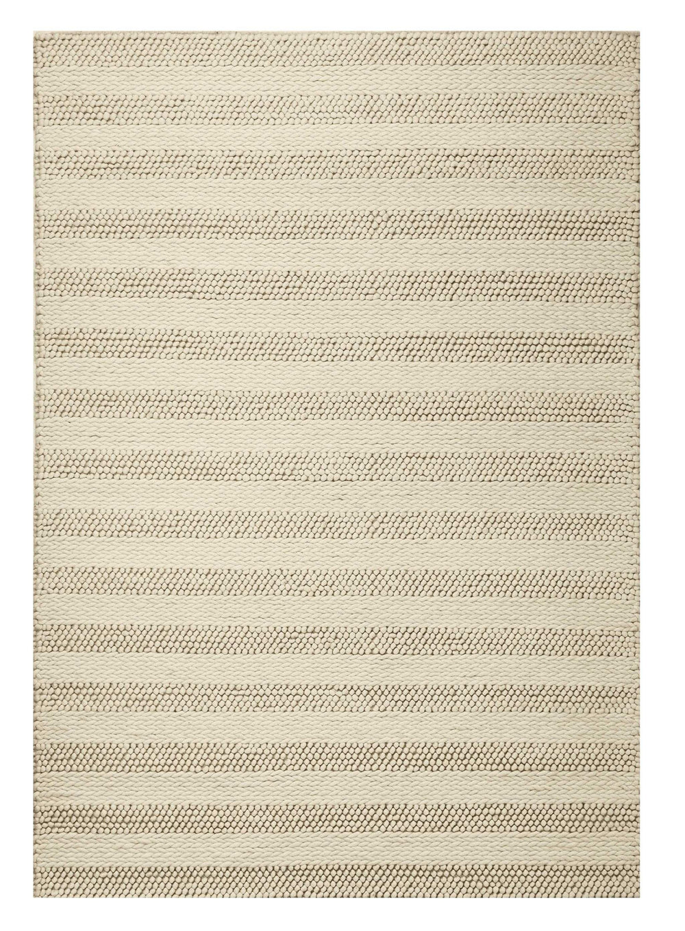 8' X 10' White Ivory Hand Woven Knobby Cornish Stripe Indoor Area Rug - Homeroots - Flyclothing LLC