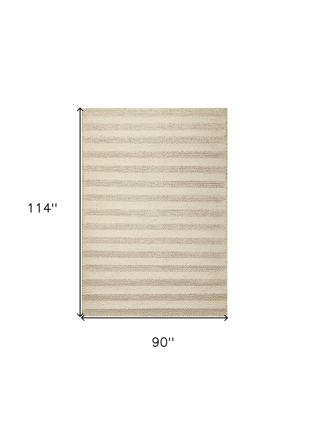 8' X 10' White Ivory Hand Woven Knobby Cornish Stripe Indoor Area Rug - Homeroots - Flyclothing LLC