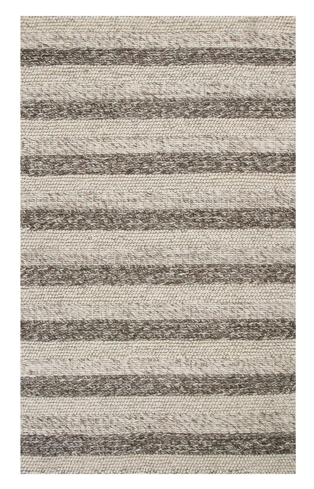 8' X 10' Grey White Hand Woven Knobby Stripes Indoor Area Rug - Homeroots - Flyclothing LLC