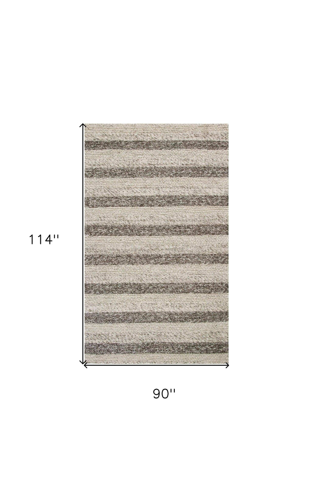 8' X 10' Grey White Hand Woven Knobby Stripes Indoor Area Rug - Homeroots - Flyclothing LLC
