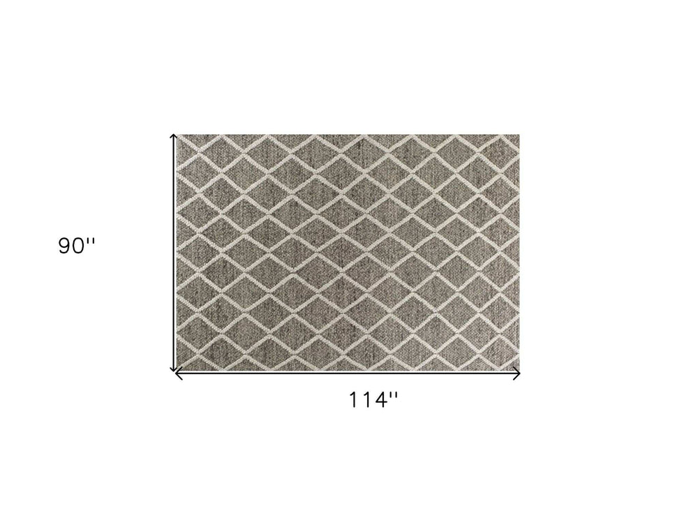 8' X 10' Dark Grey Hand Woven Diamond Pattern Indoor Area Rug - Homeroots - Flyclothing LLC