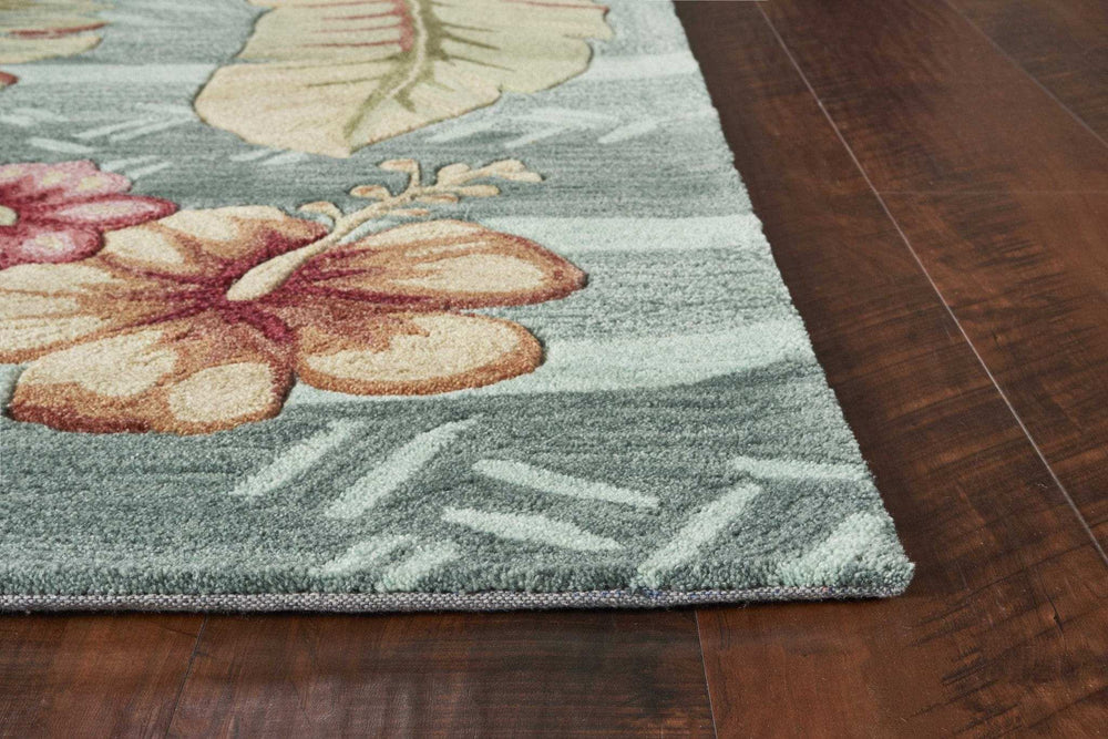 8' X 11' Seafoam Green Machine Woven Tropical Plants Indoor Area Rug - Homeroots - Flyclothing LLC