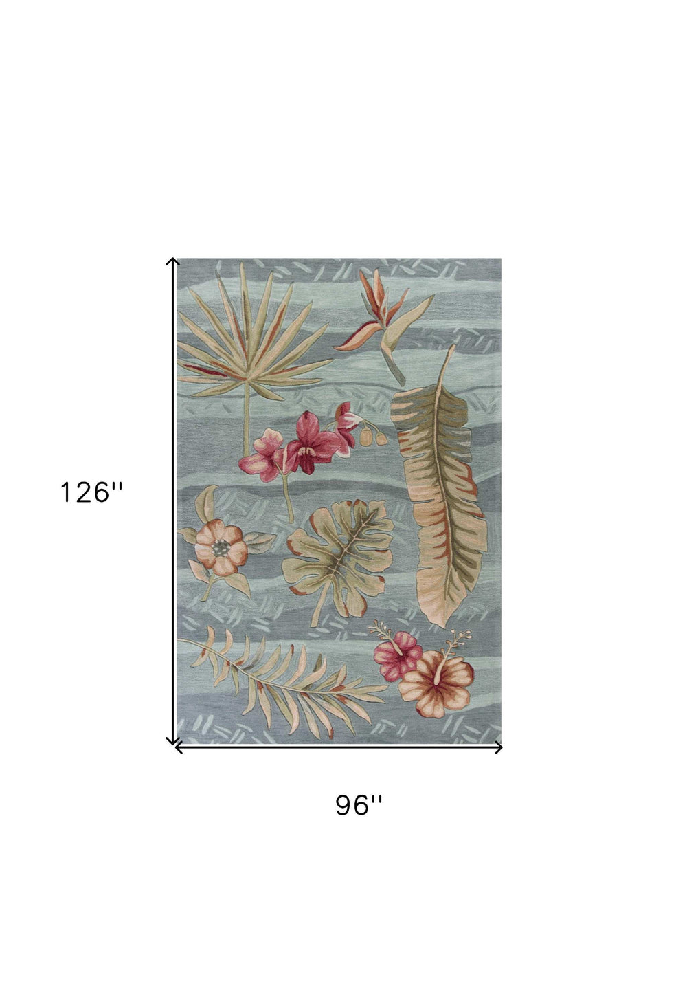 8' X 11' Seafoam Green Machine Woven Tropical Plants Indoor Area Rug - Homeroots - Flyclothing LLC