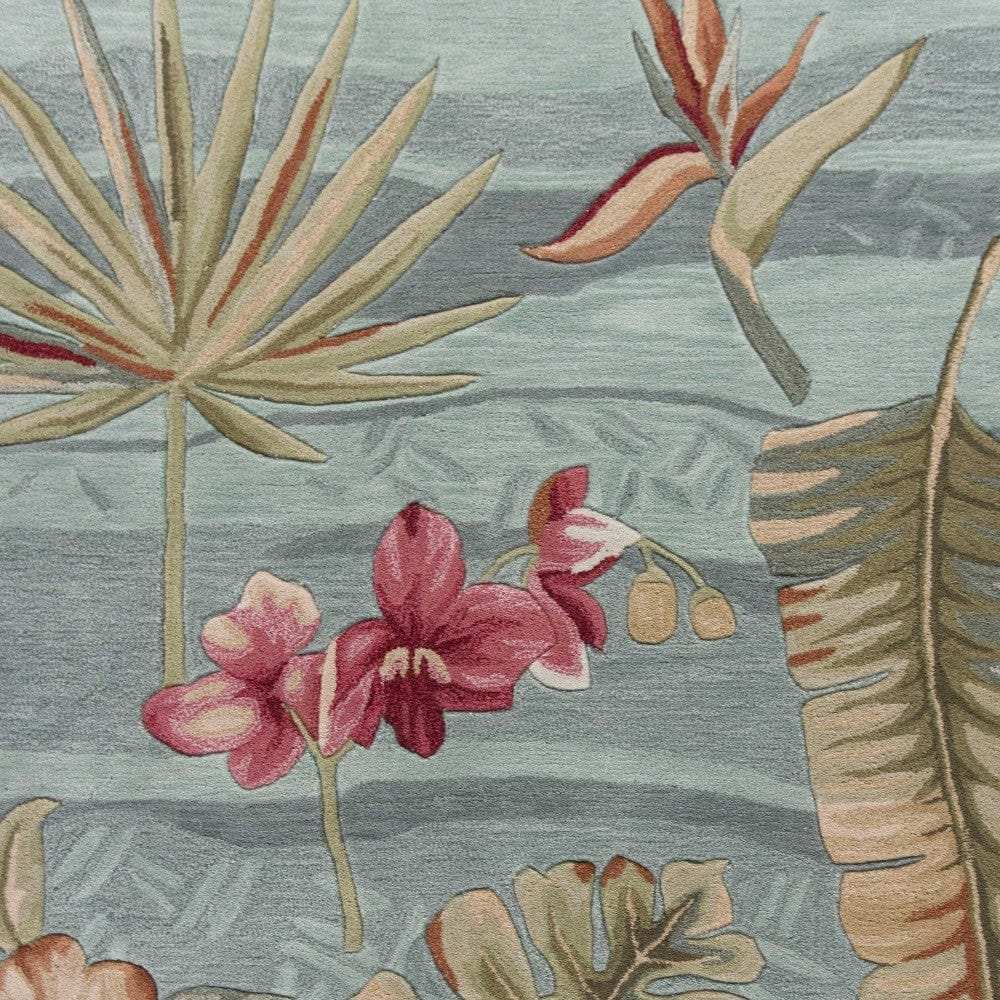 8' X 11' Seafoam Green Machine Woven Tropical Plants Indoor Area Rug - Homeroots - Flyclothing LLC