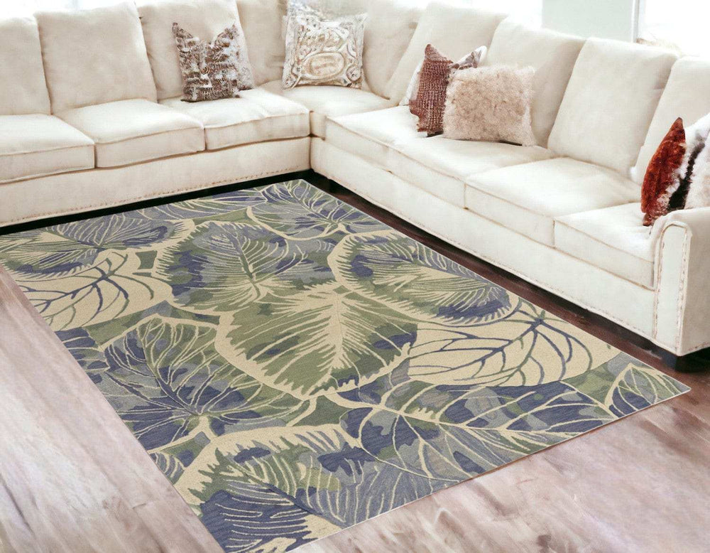 7' X 9' Wool Blue Or Green Area Rug - Homeroots - Flyclothing LLC