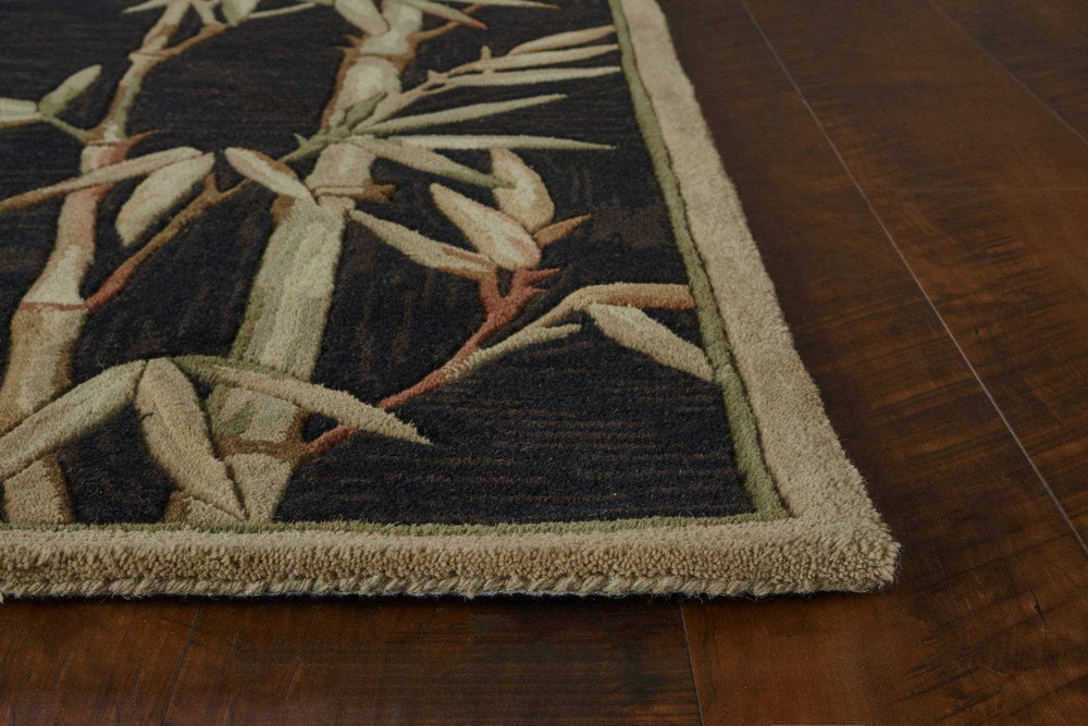 8' X 10' Black Hand Tufted Bordered Bamboo Indoor Area Rug - Homeroots - Flyclothing LLC