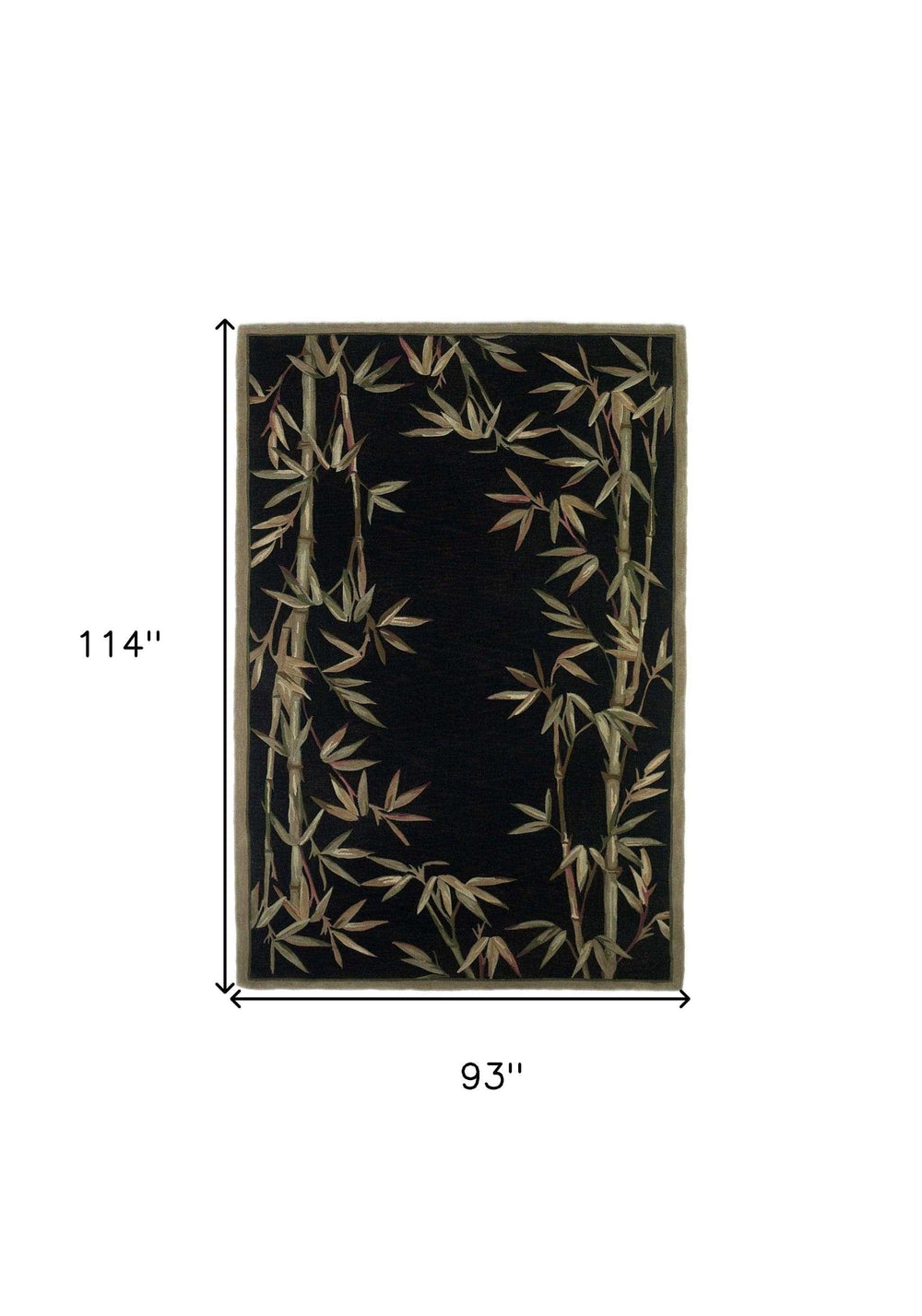 8' X 10' Black Hand Tufted Bordered Bamboo Indoor Area Rug - Homeroots - Flyclothing LLC