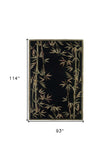 8' X 10' Black Hand Tufted Bordered Bamboo Indoor Area Rug - Homeroots - Flyclothing LLC