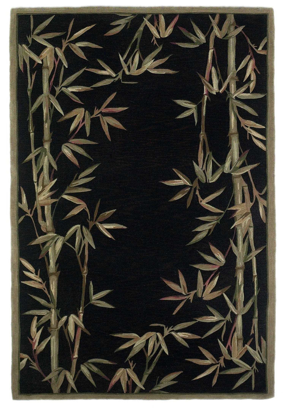 8' X 10' Black Hand Tufted Bordered Bamboo Indoor Area Rug - Homeroots - Flyclothing LLC