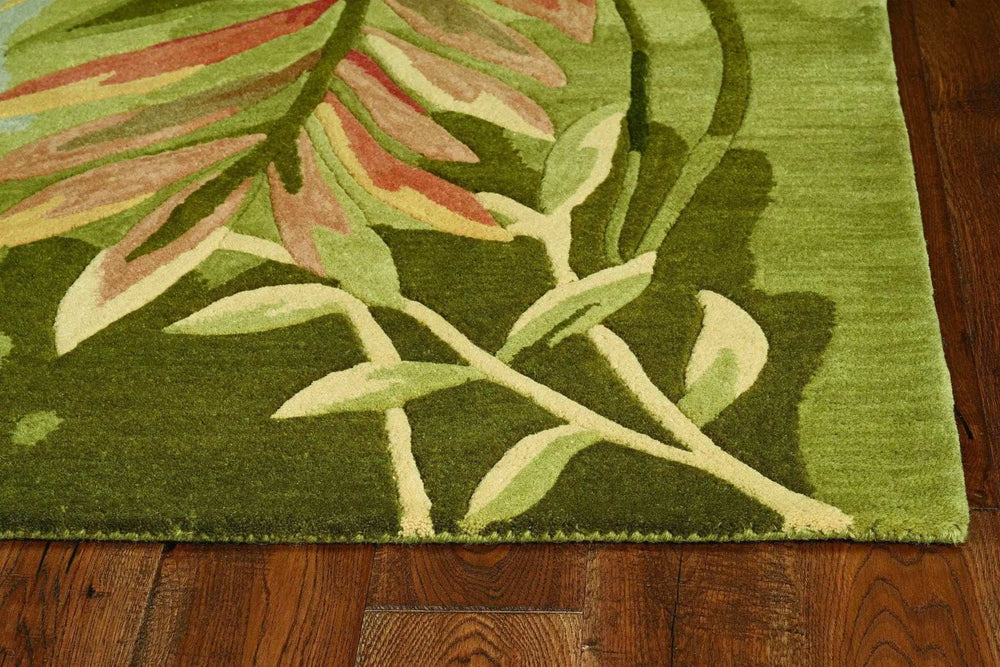 8' X 10' Blue Green Hand Tufted Tropical Plant Indoor Area Rug - Homeroots - Flyclothing LLC