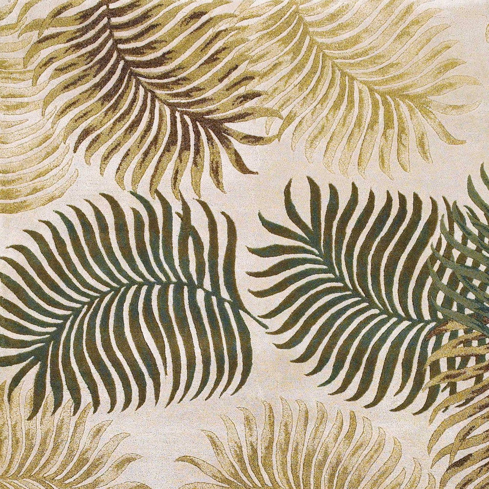 8' X 11' Natural Beige Hand Tufted Tropical Leaves Indoor Area Rug - Homeroots - Flyclothing LLC