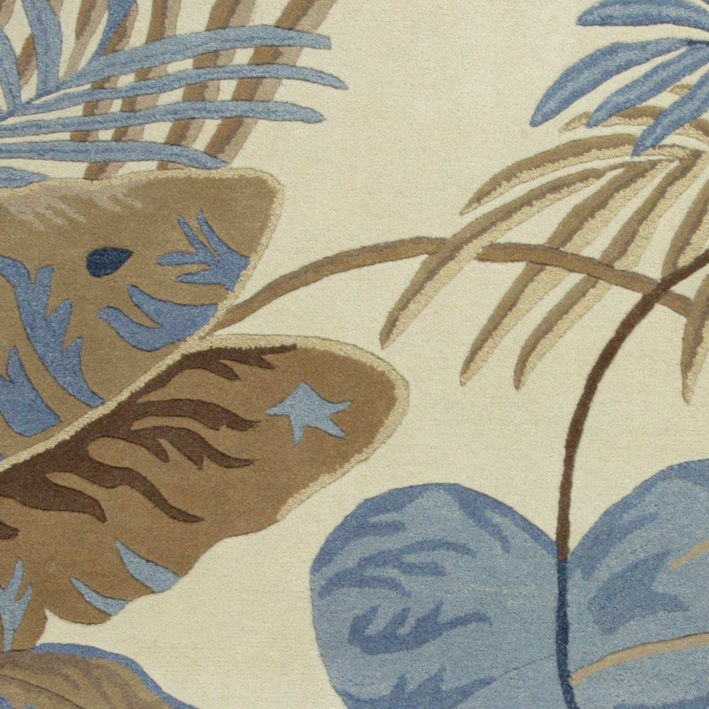 8' X 11' Ivory and Blue Wool Tropical Botanical Hand Tufted Area Rug - Homeroots - Flyclothing LLC