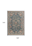 9' X 12' Slate Blue and Ivory Floral Area Rug - Homeroots - Flyclothing LLC
