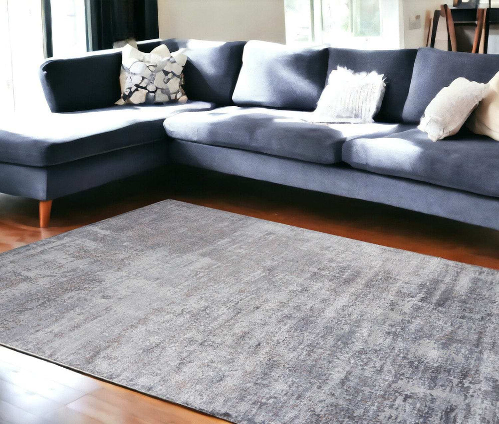 8' X 10' Slate Grey Hand Loomed Abstract Brushstroke Indoor Area Rug - Homeroots - Flyclothing LLC