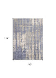 7' X 10' Viscose Grey Or Blue Area Rug - Homeroots - Flyclothing LLC