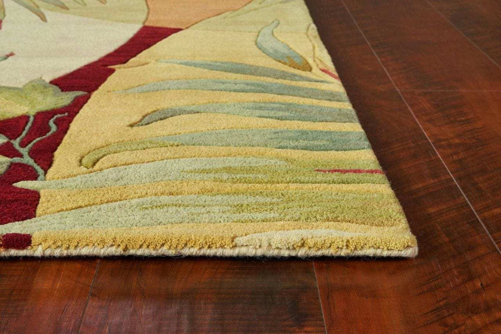8' X 11' Wool Beige With Greenery Area Rug - Homeroots - Flyclothing LLC