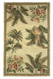 8' X 11' Wool Ivory With Laurel Border Palm Tree Area Rug - Homeroots - Flyclothing LLC
