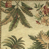 8' X 11' Wool Ivory With Laurel Border Palm Tree Area Rug - Homeroots - Flyclothing LLC