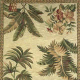 8' X 11' Wool Ivory With Laurel Border Palm Tree Area Rug - Homeroots - Flyclothing LLC