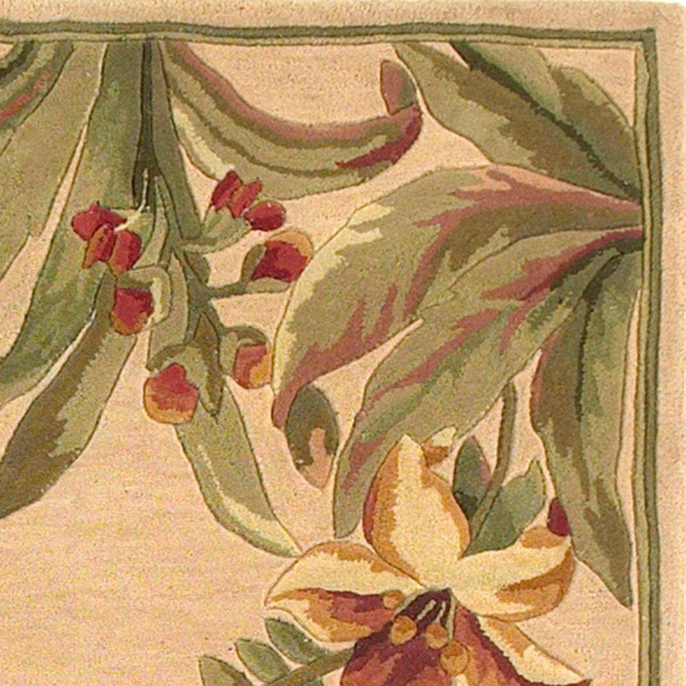 8' X 11' Wool Ivory Tropical Greenery Area Rug - Homeroots - Flyclothing LLC