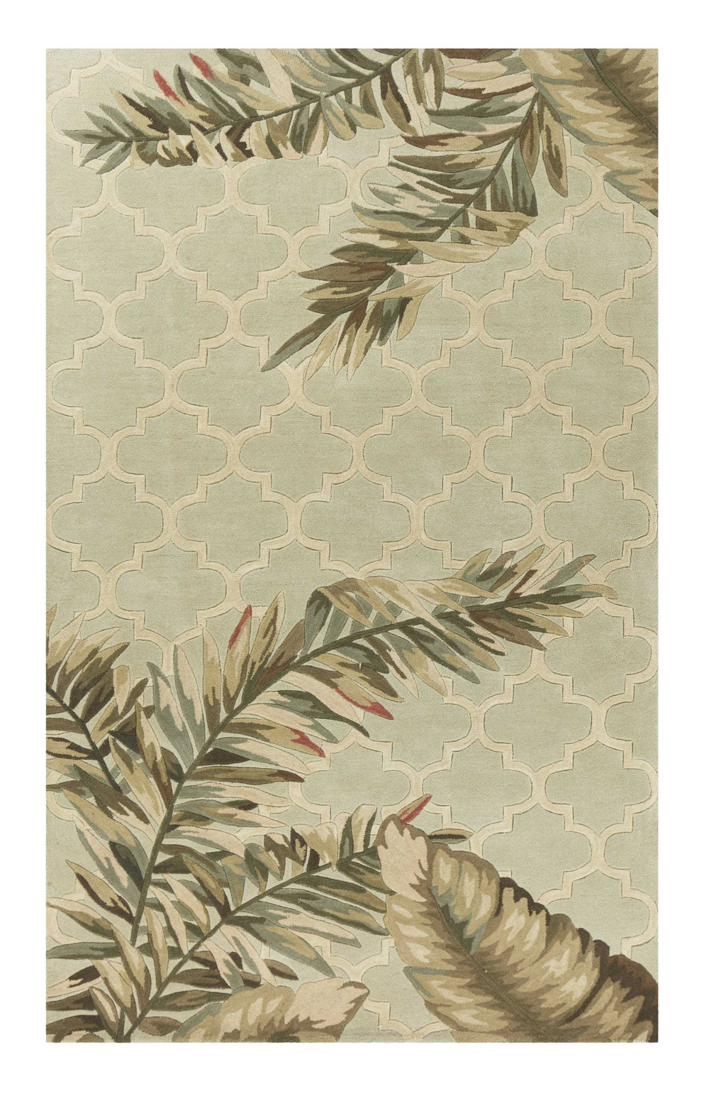9' X 12' Sage Green Hand Tufted Tropical Quatrefoil Indoor Area Rug - Homeroots - Flyclothing LLC