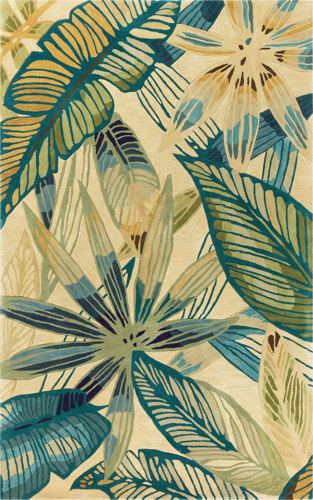 9' X 12' Ivory and Blue Wool Tropical Botanical Handmade Area Rug - Homeroots - Flyclothing LLC