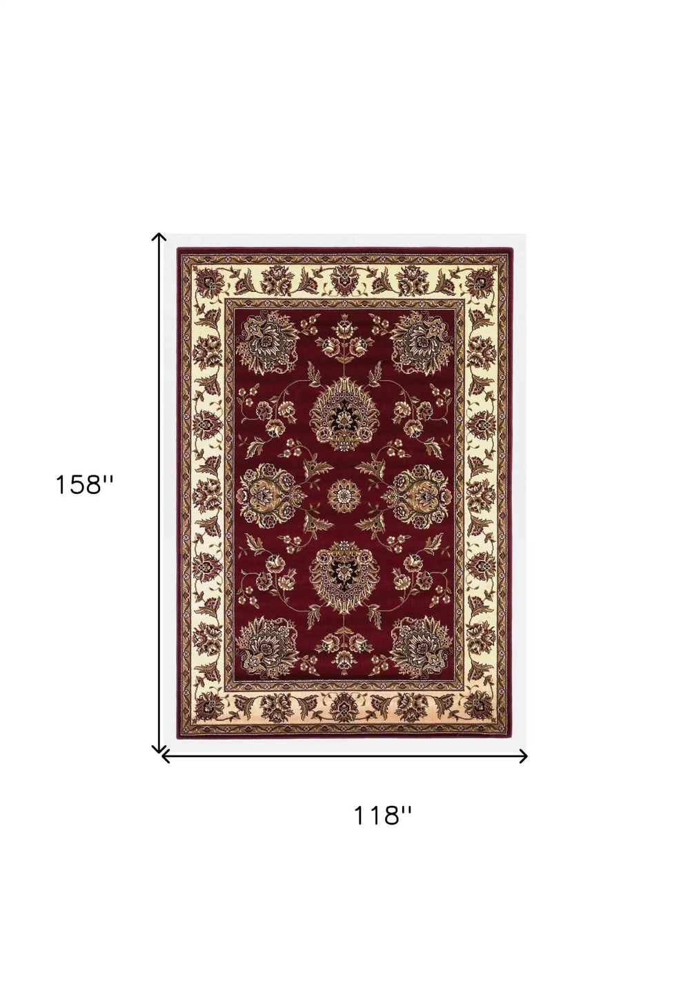 10' X 13' Red Ivory Machine Woven Floral Traditional Indoor Area Rug - Homeroots - Flyclothing LLC